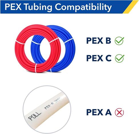 محول PEX 1/2 بوصة × 1/2 بوصة (10 عبوات)، تركيب نحاسي خالٍ من الرصاص متوافق مع أنابيب Viega ProPress & PEX-B، ضغط نحاسي إلى موصل تجعيد PEX، معتمد من NSF in Kuwait