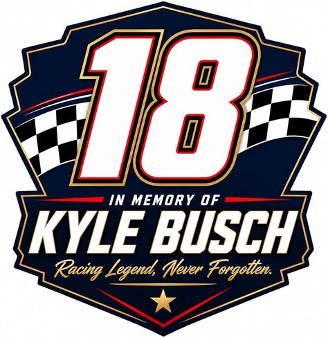 ملصق الفينيل التذكاري Kyle Busch 18، مقاس 5x5 بوصة، متعدد الألوان، لمسة نهائية لامعة، ملصق تحية السباق للسيارات والشاحنات وأجهزة الكمبيوتر المحمولة in Kuwait