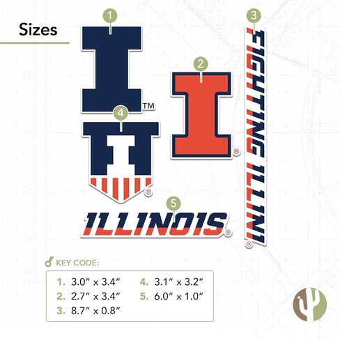 ملصق جامعة إلينوي صبار الصحراء Fighting Illini U of Ir شارات الفينيل زجاجة مياه للكمبيوتر المحمول ورقة قصاصات السيارة T2 (النوع 2-2) in Kuwait