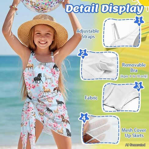 Girls One Piece Swimsuit with Cover up Skirt 7-18, One Shoulder Bathing Suit Adjustable Straps Cutout Swimwear in Saudi Arabia