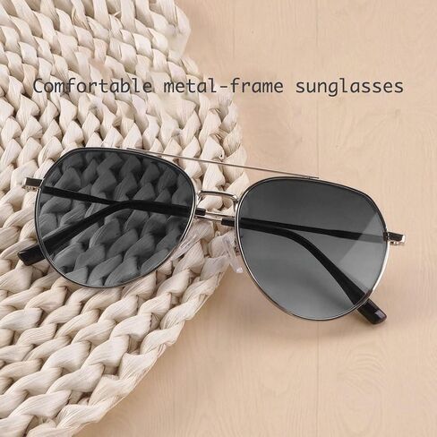 Tinted Gray Nearsighted Distance Sunglasses Blue Light Blocking Shortsighted Myopia Glasses Men Wome Metal Frame in Kuwait