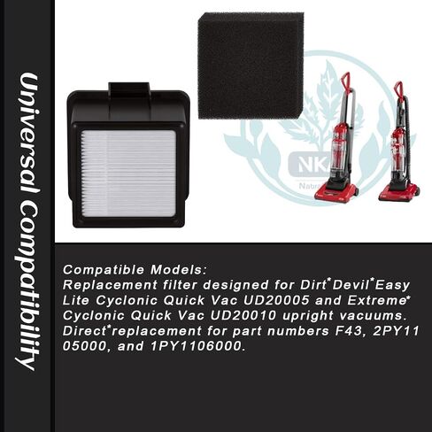 فلتر HEPA F43 واستبدال فلتر الرغوة للأوساخ الشيطان السهل لايت UD20005 والمتطرفة UD20010 تستقيم الإعصار السريع، استبدال الأجزاء #F43 2PY1105000 1PY1106000-1 حزمة in Kuwait
