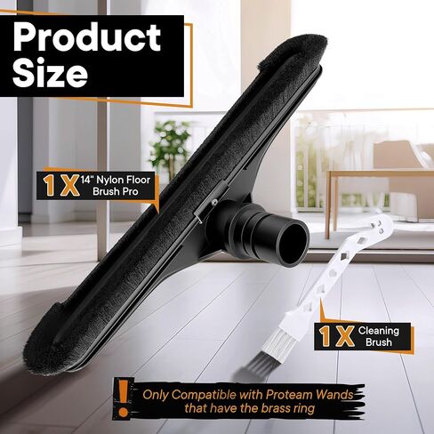 فرشاة أرضية مفرغة متوافقة مع مكانس الظهر Proteam E-Z Glide، متوافقة مع Hoover C2401، أداة أرضية متعددة الأسطح مقاس 14 بوصة مع أداة تنظيف (أسود، فرشاة نايلون احترافية) in Kuwait