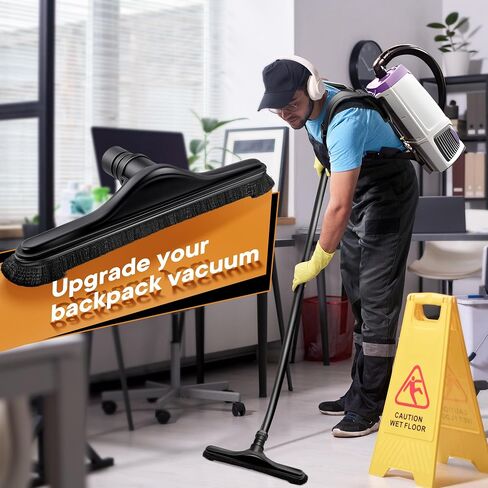 فرشاة أرضية مفرغة متوافقة مع مكانس الظهر Proteam E-Z Glide، متوافقة مع Hoover C2401، أداة أرضية متعددة الأسطح مقاس 14 بوصة مع أداة تنظيف (أسود، فرشاة نايلون احترافية) in Kuwait