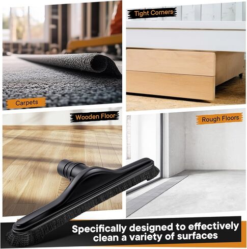 فرشاة أرضية مفرغة متوافقة مع مكانس الظهر Proteam E-Z Glide، متوافقة مع Hoover C2401، أداة أرضية متعددة الأسطح مقاس 14 بوصة مع أداة تنظيف (أسود، فرشاة نايلون احترافية) in Kuwait