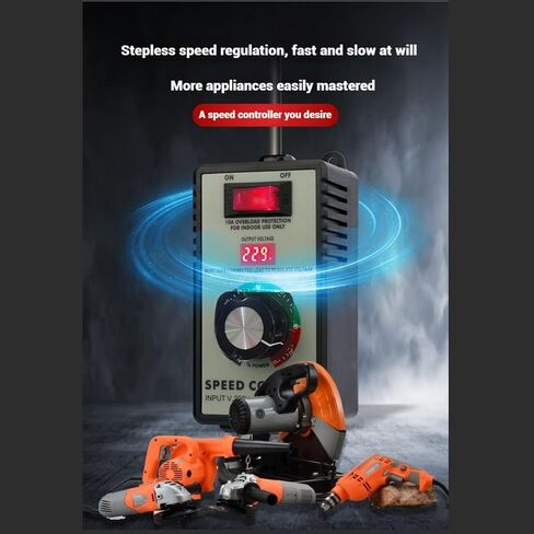 120V AC Variable Speed Controller, 15A Fan Motor Speed Regulator with LED Digital Display & Overload Protection, for Exhaust Fan, Blower, Grinder and Small Power Tools in Kuwait