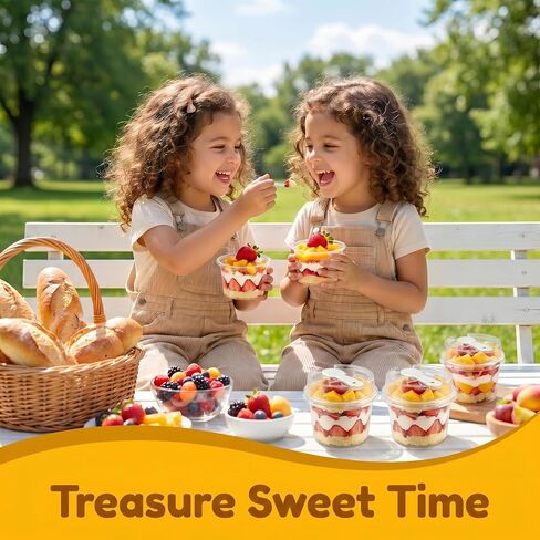 50 Pack 8 oz Plastic Dessert Cups with Lids and Spoons, Banana Pudding Cups with Lids Mini Dessert Shooters for Party Individual Yogurt Parfait Jello Fruit Trifle in Kuwait