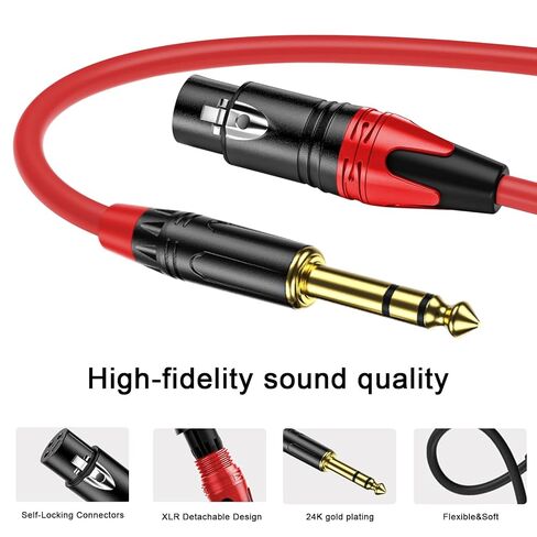 XLR Female to 1/4 (6.35mm) TRS Mono Jack Cable 6.6FT, 2 Pack, Red and Green, for Dynmic Microphone, Balanced 3 Pin XLRon to TRS Plug Mic Cord, Plated Conductors in Kuwait
