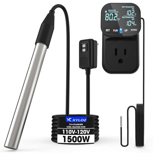 120V 1500W Immersion Electric Water Heater,Submersible Water Heater with Thermostat & GFCI Suitable for Sinks, Bathtubs, Washbasins, Small Swimming Pools, Water Storage Tanks, Hot Tubs and Buckets in Kuwait