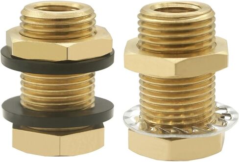 Hoashing 2 قطعة تركيبات الحاجز النحاسي 1/8 "NPT أنثى اقتران و 3/8" ذكر مستقيم الموضوع 32 مللي متر تمديد موصل خزان المياه in Kuwait