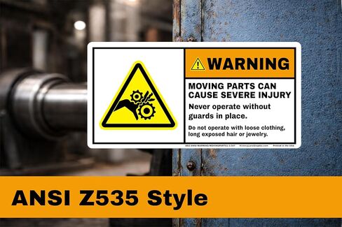 ملصقات الأجزاء المتحركة التحذيرية ANSI Z535 - ملصقات أمان صناعية مقاس 3.5 بوصة × 7 بوصة (عبوة من 10) | خطر التشابك ونقطة الضغط | مادة لاصقة شديدة التحمل | تصميم ممتاز لجميع الأحوال الجوية in Kuwait