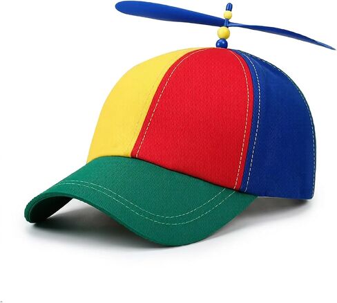 Rainbow Propeller Helicopter Hat Adults: Adjustable Unisex Spinner Novelty Baseball Helicopter Propeller Cap in Kuwait