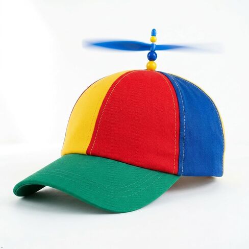 Rainbow Propeller Helicopter Hat Adults: Adjustable Unisex Spinner Novelty Baseball Helicopter Propeller Cap in Kuwait