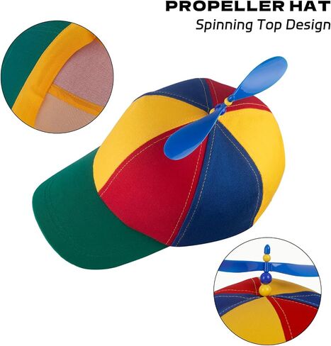 Rainbow Propeller Helicopter Hat Adults: Adjustable Unisex Spinner Novelty Baseball Helicopter Propeller Cap in Kuwait