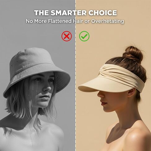 Womens Sun Visor Hat UV Protection High Ponytail Hat Foldable Wide Brim Summer Cap Breathable Beach Travel Sport Visor in Kuwait