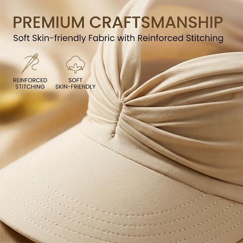 Womens Sun Visor Hat UV Protection High Ponytail Hat Foldable Wide Brim Summer Cap Breathable Beach Travel Sport Visor in Kuwait
