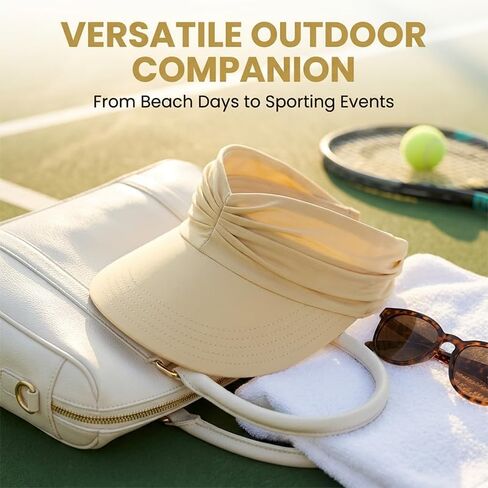 Womens Sun Visor Hat UV Protection High Ponytail Hat Foldable Wide Brim Summer Cap Breathable Beach Travel Sport Visor in Kuwait