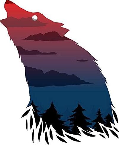 Magnet Scary Howling Wolf Car Magnetic Vinyl Bumper Sticker 5'' x 4'' in Kuwait