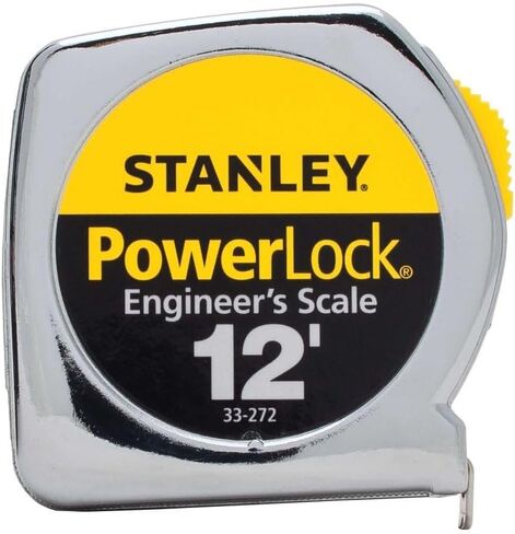 STANLEY PowerLock Tape Measure, Heavy-Duty, Engineer’s Scale with Metal Case, 12-Foot (33-272) in Kuwait