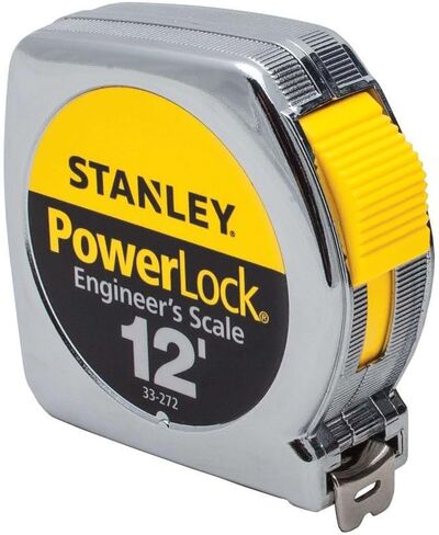 STANLEY PowerLock Tape Measure, Heavy-Duty, Engineer’s Scale with Metal Case, 12-Foot (33-272) in Kuwait