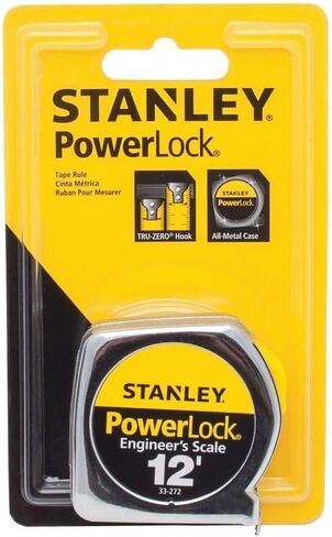 STANLEY PowerLock Tape Measure, Heavy-Duty, Engineer’s Scale with Metal Case, 12-Foot (33-272) in Kuwait