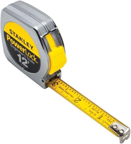 STANLEY PowerLock Tape Measure, Heavy-Duty, Engineer’s Scale with Metal Case, 12-Foot (33-272) in Kuwait