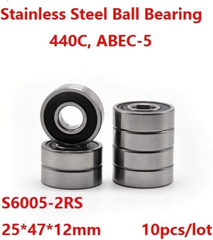 10 قطعة/الوحدة ABEC-5 S6005-2RS S6005RS 25*47*12mm الفولاذ المقاوم للصدأ كرة أخدود عميقة تحمل غطاء مطاطي مزدوج 25 × 47 × 12 ملليمتر in Kuwait