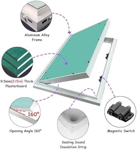 Fire Rated Access Door for Attic, Basement & Wall Inspection - Paintable Aluminum Hatch Cover for Electric, Heating, Plumbing Access (22" x 30") in Kuwait