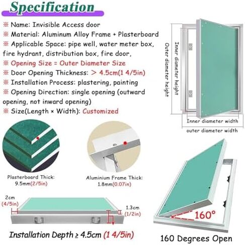 Fire Rated Access Door for Attic, Basement & Wall Inspection - Paintable Aluminum Hatch Cover for Electric, Heating, Plumbing Access (22" x 30") in Kuwait