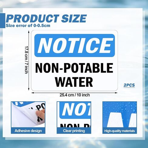 MotiMind 2 Pcs Non Potable Water Stickers 7" x 10" Vinyl Label Decal Industrial Safety Sign Label for Work Site Construction Site Warehouse in Kuwait