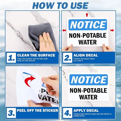 MotiMind 2 Pcs Non Potable Water Stickers 7" x 10" Vinyl Label Decal Industrial Safety Sign Label for Work Site Construction Site Warehouse in Kuwait