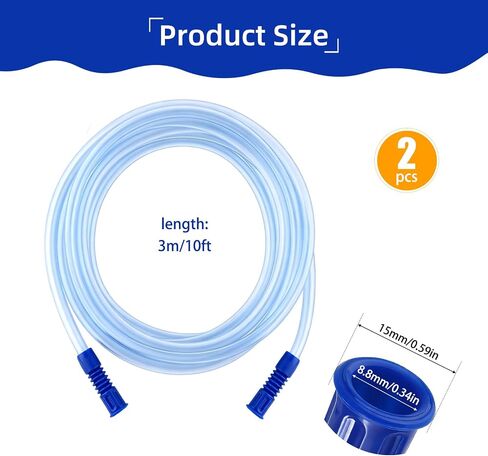 2 Pack 10 Feet Extra Long Extended Suction Connection Tube, Flexible Suction Hose Compatible with Various Devices,Universal 8 mm interface for Use in Kuwait