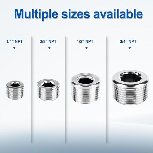 قابس أنبوب سداسي ذكر NPT مقاس 1/4 بوصة، 304 SS، 10 عبوات | سدادات أنابيب سداسية ذكر NPT ذكر من الفولاذ المقاوم للصدأ 304، 10 عبوات لإغلاق منافذ الأنابيب الملولبة في أنظمة الماء والهواء والنفط in Kuwait