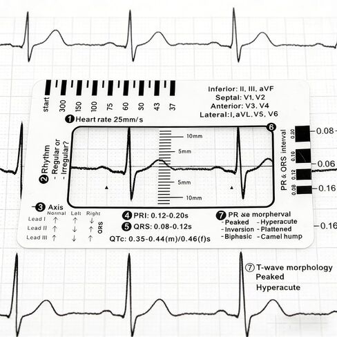 3 قطع مسطرة تخطيط القلب ذات 7 خطوات لتفسير رسم القلب، أداة قياس مع حقيبة واقية زرقاء للممرضات وطلاب الطب ومحترفي الرعاية الصحية من فومانلو in Kuwait