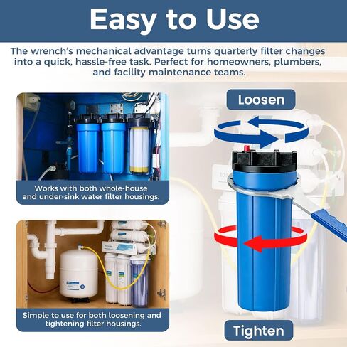 مفتاح فلتر مياه معدني SPBW-11، عبوة واحدة | 3.69 بوصة معرف فولاذي عالي التحمل، يناسب Pentek Culligan OmniFilter American Plumber GE GX Series، لن ينكسر، أداة رافعة إضافية in Kuwait