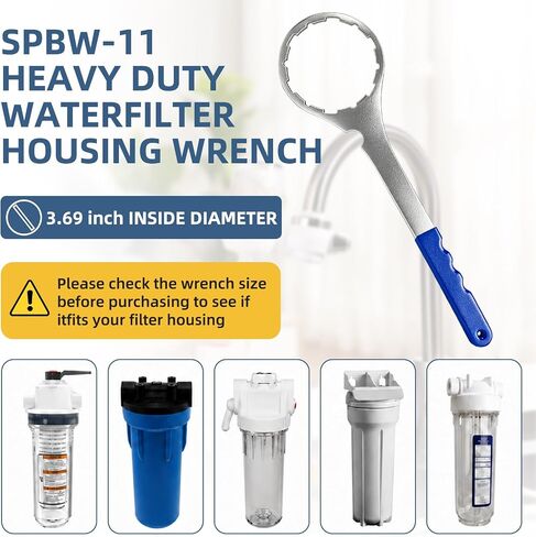 مفتاح فلتر مياه معدني SPBW-11، عبوة واحدة | 3.69 بوصة معرف فولاذي عالي التحمل، يناسب Pentek Culligan OmniFilter American Plumber GE GX Series، لن ينكسر، أداة رافعة إضافية in Kuwait