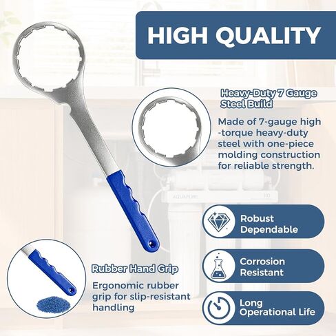 مفتاح فلتر مياه معدني SPBW-11، عبوة واحدة | 3.69 بوصة معرف فولاذي عالي التحمل، يناسب Pentek Culligan OmniFilter American Plumber GE GX Series، لن ينكسر، أداة رافعة إضافية in Kuwait