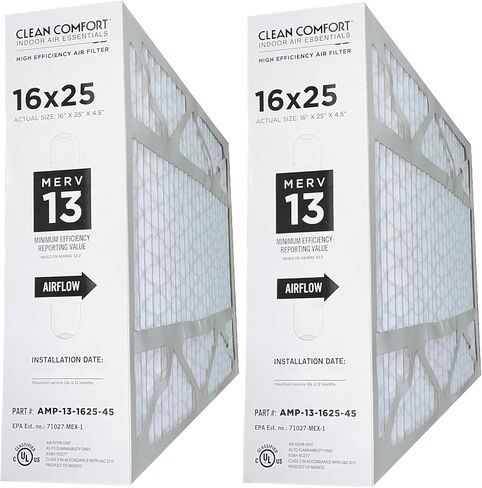 Clean Comfort AMP-13-1625-45-16" x 25" x 4.5" Media Air Filter, MERV 13 (2 Pack) in Kuwait