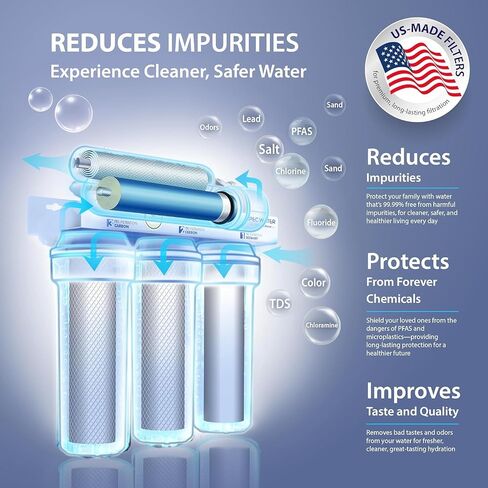 APEC Water Systems Ultimate Series Top Tier Supreme Certified High Output 90 GPD نظام تصفية مياه الشرب بالتناضح العكسي فائق الأمان، صنبور كروم in Kuwait