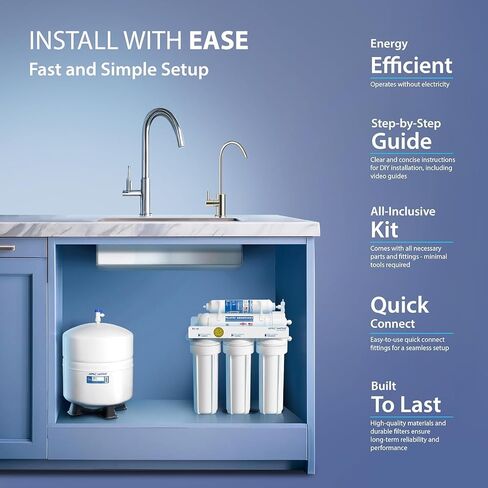 APEC Water Systems Ultimate Series Top Tier Supreme Certified High Output 90 GPD نظام تصفية مياه الشرب بالتناضح العكسي فائق الأمان، صنبور كروم in Kuwait