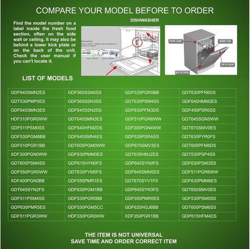 WD28X22506، WD28X22696، متوافق مع GE، Hotpoint، الرف السفلي (مجموعة Dishrack) يناسب الرقم القديم # WD28X22506، WD28X22696 in Kuwait