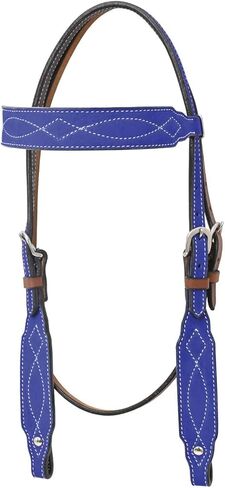 CIRCLE Y Marfa Lights Suede Browband Headstall | حامل رأس غربي مزدوج الطبقات مع طبقة من الجلد السويدي، وخياطة بيضاء، وأجزاء صلبة من الفولاذ المقاوم للصدأ | مقاس 35 بوصة - 43 بوصة قابل للتعديل in Kuwait