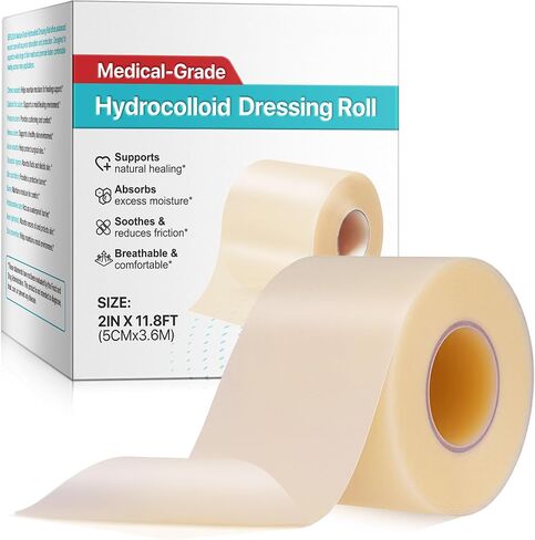 Hydrocolloid Roll for Wound Care, Extra Large Hydrocolloid Patch Bandages with Self-Adhesive, Hydrocolloid Tape, Ultra Absorbent, Flexible & Waterproof DIY Size & Shape(2in*11.8ft) in Saudi Arabia