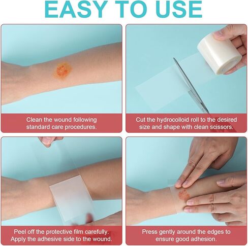Hydrocolloid Roll for Wound Care, Extra Large Hydrocolloid Patch Bandages with Self-Adhesive, Hydrocolloid Tape, Ultra Absorbent, Flexible & Waterproof DIY Size & Shape(2in*11.8ft) in Saudi Arabia