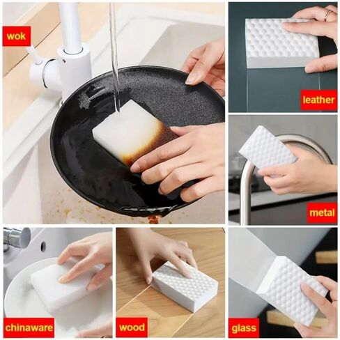 10PCS Thickened Magic Sponge – Multi-Purpose Cleaning Tool for Kitchen, Bathroom, Glass & Metal Surfaces in Kuwait
