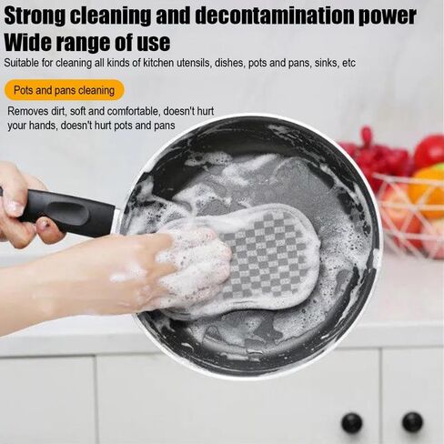6 Pack Kitchen Scrub Sponges, Reusable Double Sided Washable Sponges Microfibre Scrubbing Sponge for Kitchen Dishes Plates Pans, Grey in Kuwait