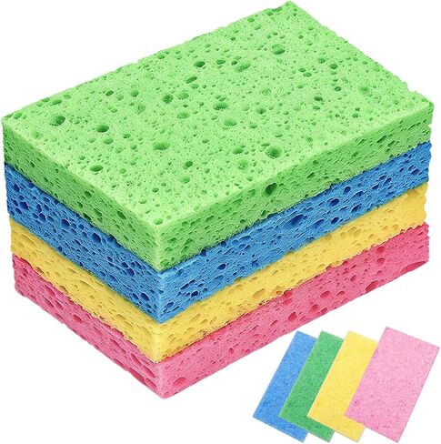 8 Pack Cellulose Sponges, Non-Scratch Sponges for Dishes, Scrub Kitchen Sponge for Cleaning, Colorful Compressed Sponge for Bathroom & Household, DIY Cut-Out Crafts in Kuwait