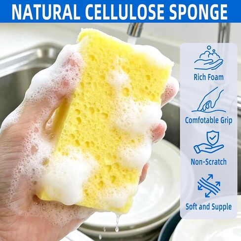 8 Pack Cellulose Sponges, Non-Scratch Sponges for Dishes, Scrub Kitchen Sponge for Cleaning, Colorful Compressed Sponge for Bathroom & Household, DIY Cut-Out Crafts in Kuwait