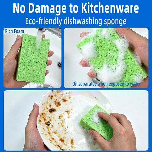 8 Pack Cellulose Sponges, Non-Scratch Sponges for Dishes, Scrub Kitchen Sponge for Cleaning, Colorful Compressed Sponge for Bathroom & Household, DIY Cut-Out Crafts in Kuwait