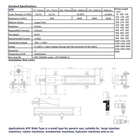 منزلق السفر بمستشعر خطي KTF 300-400 مم - محول طاقة عالي الدقة لآلات الحقن (KTF-325) in Kuwait